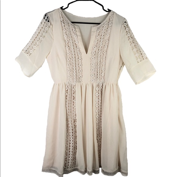 Maniju Dresses & Skirts - Gorgeous boho cutout Maniju Ivory Sheer Dress